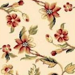 Homeroots 8' Ivory Green And Red Floral Vines Runner Rug  Polypropylene 353613