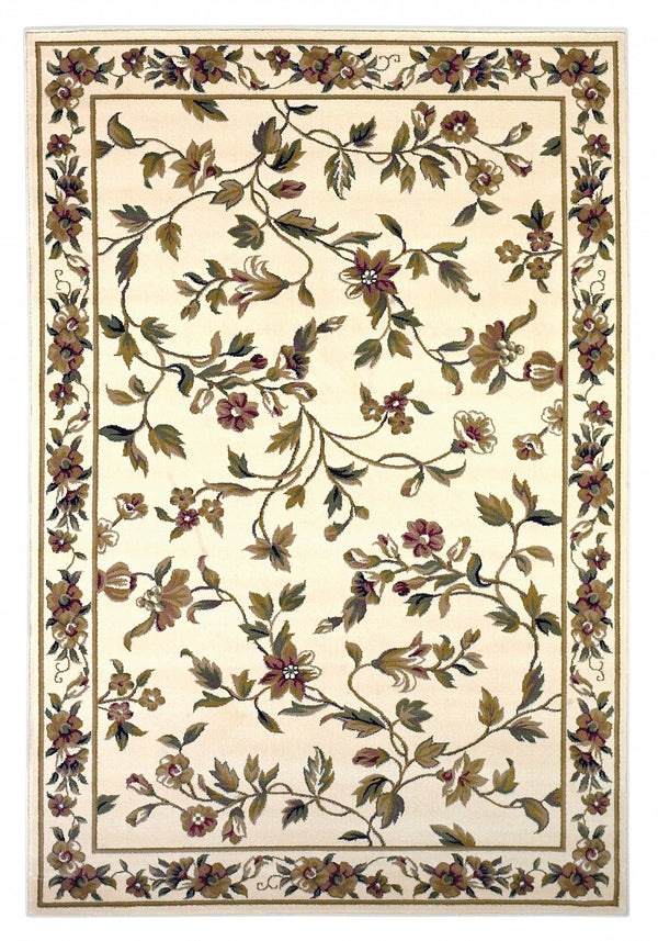 Homeroots 3' X 5' Ivory Machine Woven Floral Vines Indoor Area Rug  Polypropylene 353614
