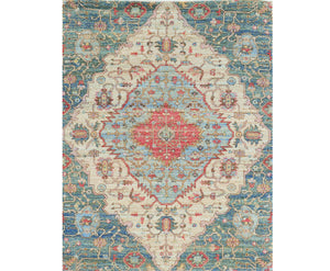 Homeroots 3' X 5' Blue And Beige Medallion Hand Woven Area Rug  Jute 353627