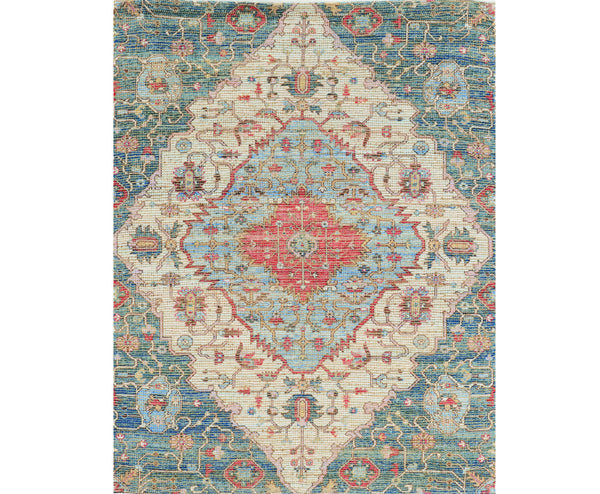 Homeroots 3' X 5' Blue And Beige Medallion Hand Woven Area Rug  Jute 353627