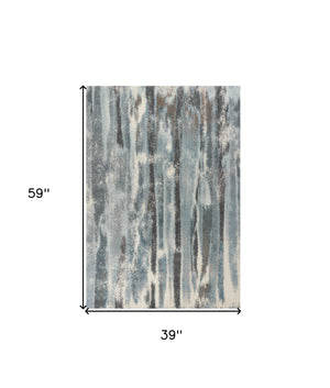 Homeroots 3' X 5' Teal Abstract Area Rug  Polypropylene 353637