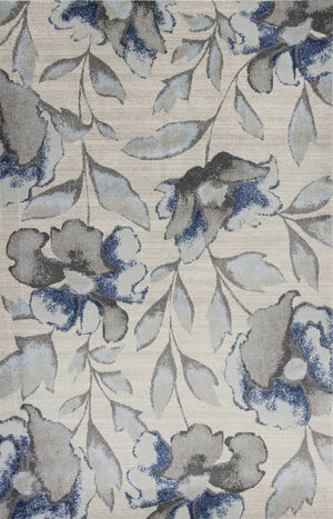 Homeroots 3' X 5' Blue And Gray Floral Vines Area Rug  Polypropylene 353645