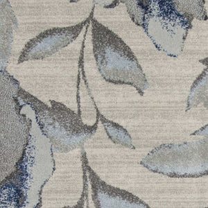 Homeroots 3' X 5' Blue And Gray Floral Vines Area Rug  Polypropylene 353645