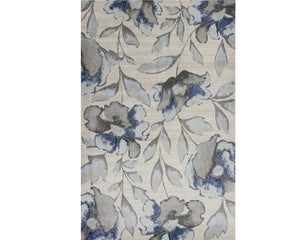 Homeroots 3' X 5' Blue And Gray Floral Vines Area Rug  Polypropylene 353645