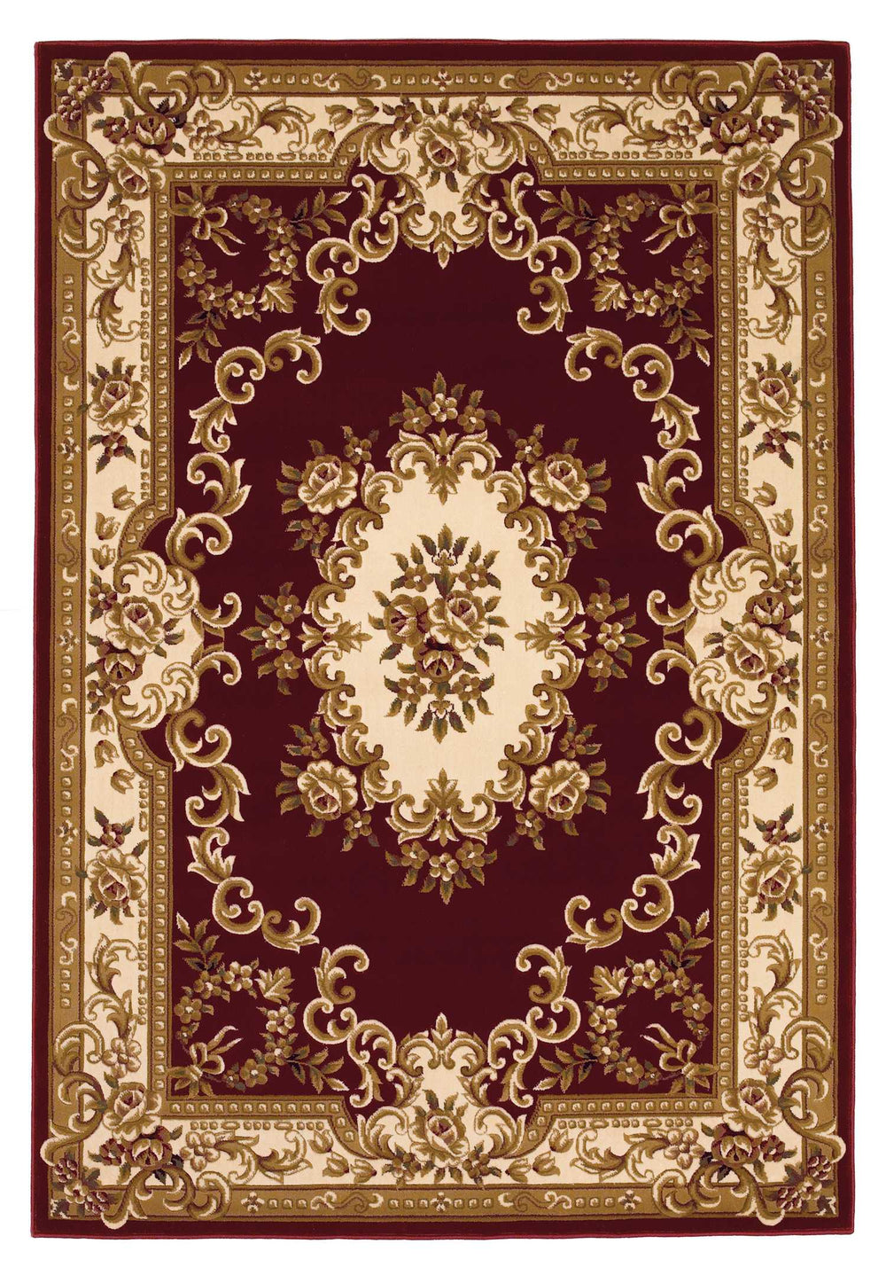 Homeroots 3' X 5' Red And Ivory Floral Border Area Rug  Polypropylene 353668