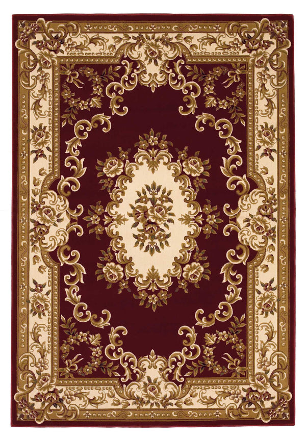 Homeroots 3' X 5' Red And Ivory Floral Border Area Rug  Polypropylene 353668