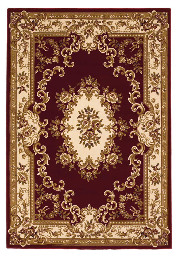 Homeroots 3' X 5' Red And Ivory Floral Border Area Rug  Polypropylene 353668
