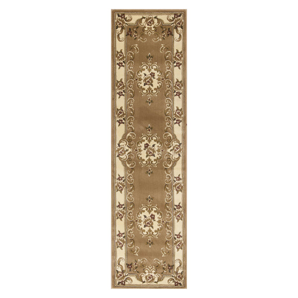 Homeroots 2' X 8' Beige Or Ivory Medallion Runner Rug  Polypropylene 353669