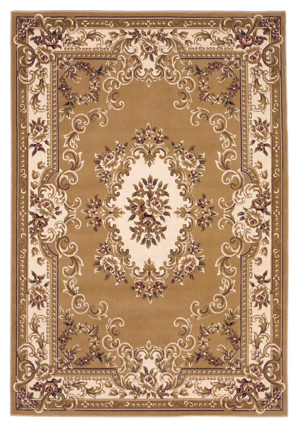 Homeroots 3' X 5' Beige Ivory Machine Woven Hand Carved Floral Medallion Indoor Area Rug  Polypropylene 353670