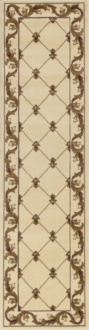 Homeroots 2' X 8' Ivory Fleur De Lis Runner Rug  Polypropylene 353683