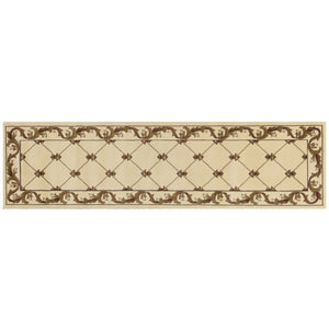 Homeroots 2' X 8' Ivory Fleur De Lis Runner Rug  Polypropylene 353683