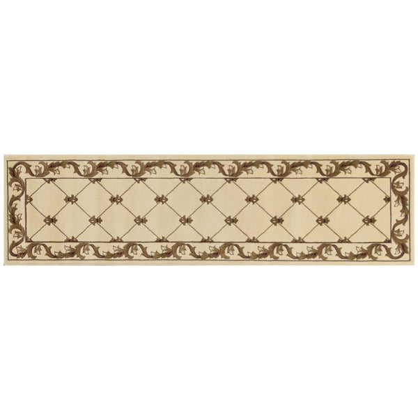 Homeroots 2' X 8' Ivory Fleur De Lis Runner Rug  Polypropylene 353683
