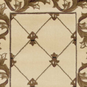 Homeroots 2' X 8' Ivory Fleur De Lis Runner Rug  Polypropylene 353683