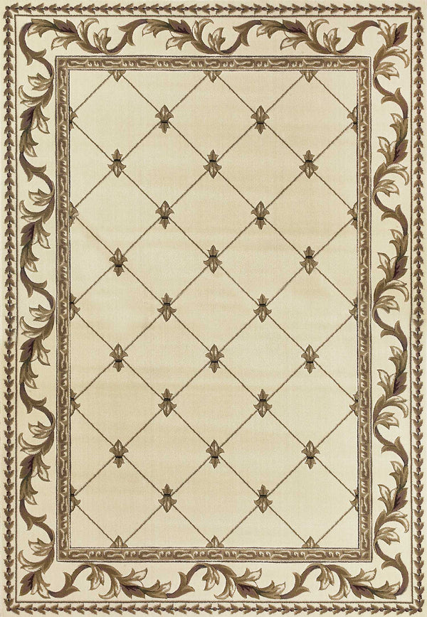 Homeroots 3' X 5' Ivory Machine Woven Hand Carved Fleur De Lis Indoor Area Rug  Polypropylene 353684