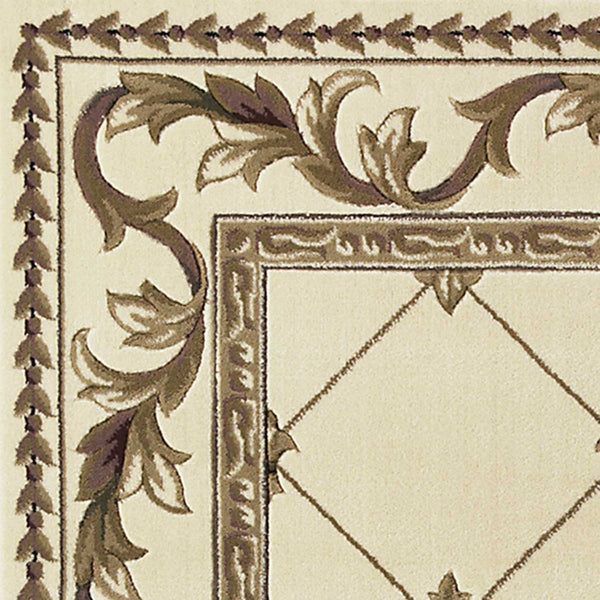 Homeroots 3' X 5' Ivory Machine Woven Hand Carved Fleur De Lis Indoor Area Rug  Polypropylene 353684