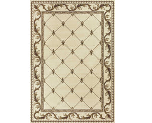 Homeroots 3' X 5' Ivory Machine Woven Hand Carved Fleur De Lis Indoor Area Rug  Polypropylene 353684