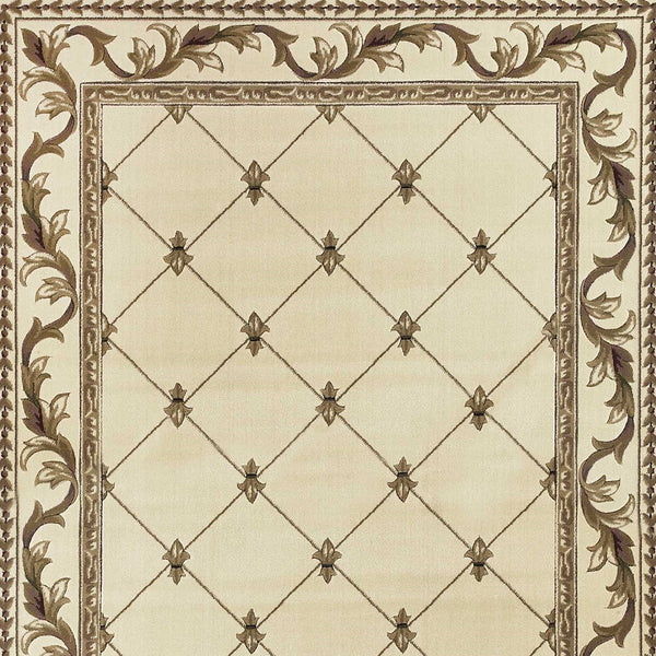 Homeroots 3' X 5' Ivory Machine Woven Hand Carved Fleur De Lis Indoor Area Rug  Polypropylene 353684