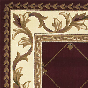 Homeroots 2' X 8' Red Fleur De Lis Runner Rug  Polypropylene 353685