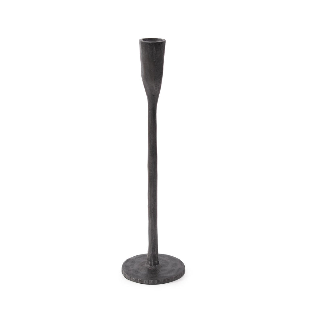 Howard Elliott Asher Sculpted Cast Aluminum Candlestick - Rugged Elegance For Stylish Home Décor And Ambiance Black Aluminum 35369-howard-elliott