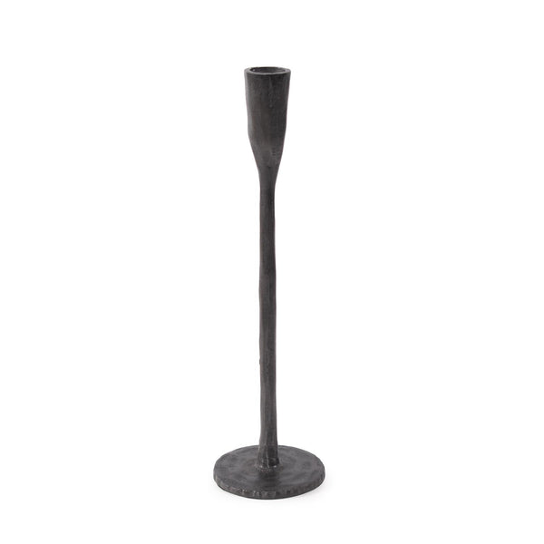 Howard Elliott Asher Sculpted Cast Aluminum Candlestick - Rugged Elegance For Stylish Home Décor And Ambiance Black Aluminum 35369-howard-elliott