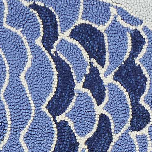 Homeroots 8' Blue And Green Fish Hand Tufted Runner Rug  Polyester 353707