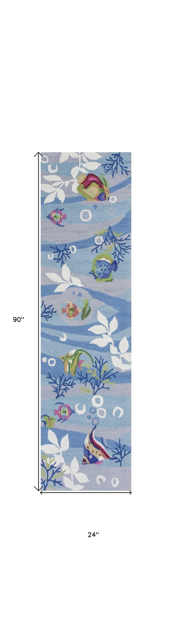 Homeroots 7' Blue And Gray Coral Hand Tufted Runner Rug  Polyester 353708