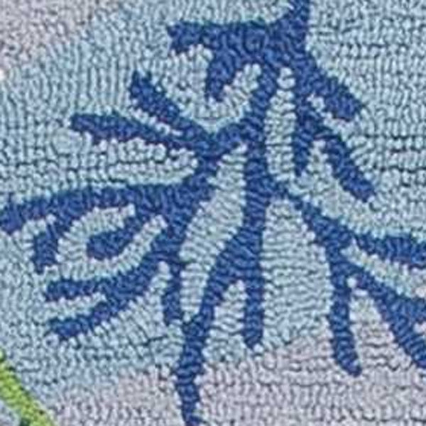 Homeroots 7' Blue And Gray Coral Hand Tufted Runner Rug  Polyester 353708