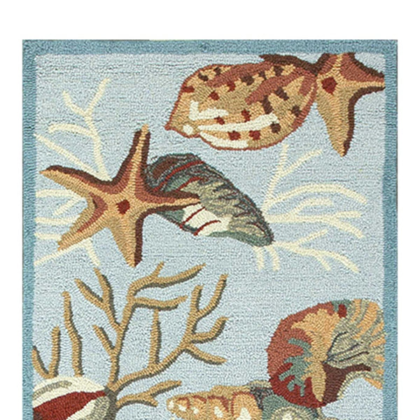 Homeroots 8' Runner Blue Hand Tufted Runner Rug  Polyester 353709