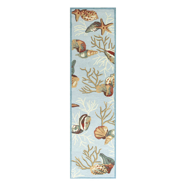 Homeroots 8' Runner Blue Hand Tufted Runner Rug  Polyester 353709