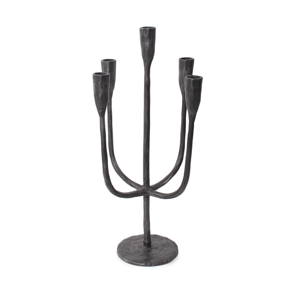 Howard Elliott Asher Sculpted Cast Aluminum Five-arm Candle Holder - Industrial Ebony Decor For Bold Spaces Black Aluminum 35371-howard-elliott