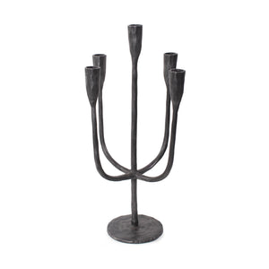 Howard Elliott Asher Sculpted Cast Aluminum Five-arm Candle Holder - Industrial Ebony Decor For Bold Spaces Black Aluminum 35371-howard-elliott