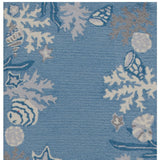 Homeroots 7' Blue And Gray Seashell Hand Hooked Runner Rug  Polyester 353710