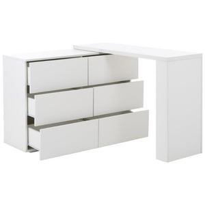 English Elm Six Drawers Multi-Functional White Desk With Removable Top – Versatile Storage For Home & Office W3871P369001-GIGA