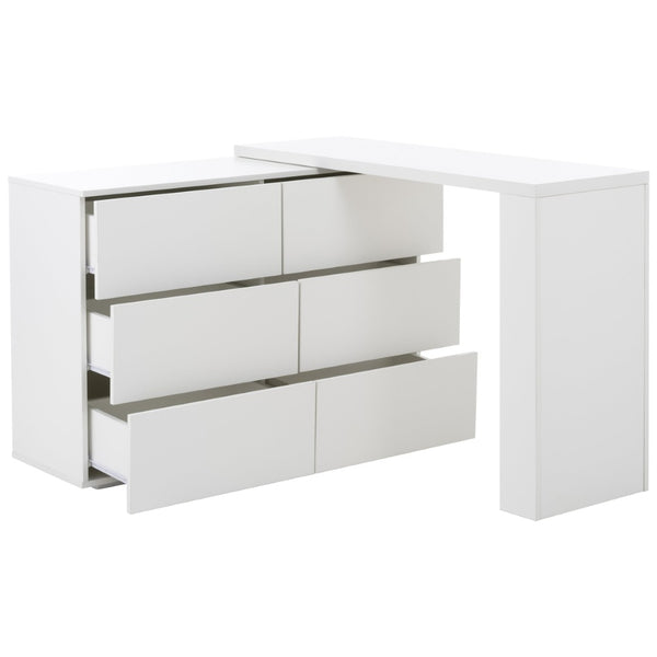 English Elm Six Drawers Multi-Functional White Desk With Removable Top – Versatile Storage For Home & Office W3871P369001-GIGA
