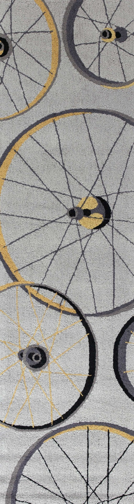 HomeRoots 5' Bold Modern Gray Black Yellow Abstract Geometric Hand-Hooked Area Rug for Stylish Spaces 7' Runner 353713