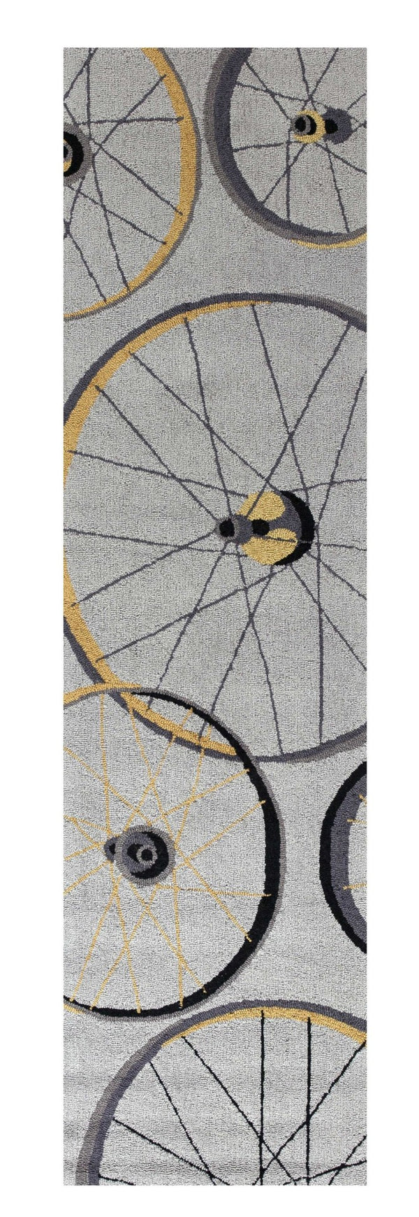 HomeRoots 5' Bold Modern Gray Black Yellow Abstract Geometric Hand-Hooked Area Rug for Stylish Spaces 7' Runner 353713