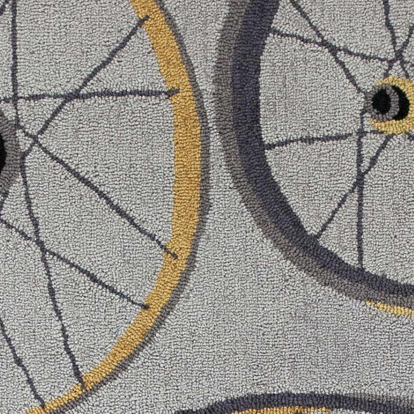 HomeRoots 5' Bold Modern Gray Black Yellow Abstract Geometric Hand-Hooked Area Rug for Stylish Spaces 7' Runner 353713