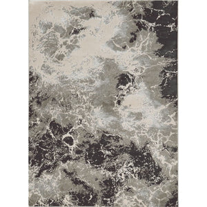 HomeRoots 8' Modern Silver and Black Abstract Area Rug - Stylish, Durable, Easy-Care Design for Busy Homes 3' X 5' 353741