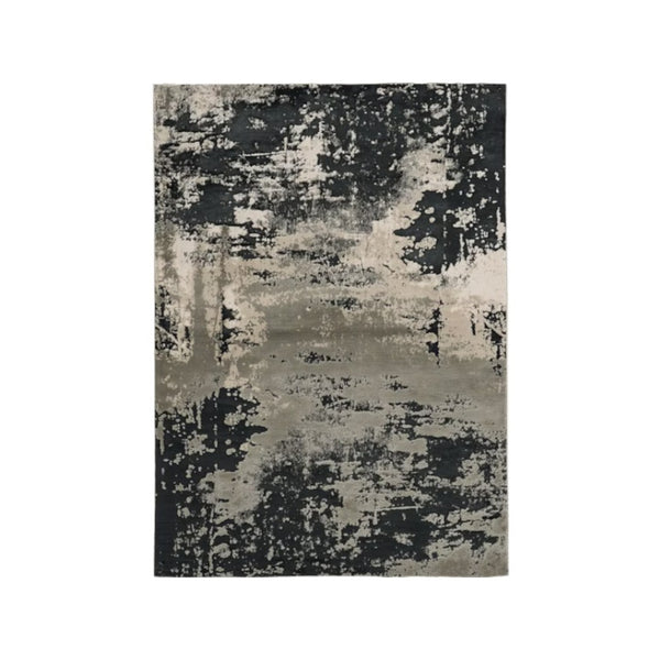 HomeRoots 7' Black and Silver Abstract Area Rug – Modern Design for Stylish Comfort in High-Traffic Spaces 3' X 5' 353742