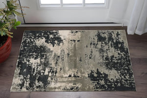 HomeRoots 7' Black and Silver Abstract Area Rug – Modern Design for Stylish Comfort in High-Traffic Spaces 3' X 5' 353742