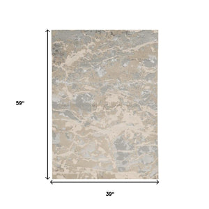 HomeRoots 9' Modern Abstract Area Rug in Sand Gray and Beige – Stylish Comfort for High-Traffic Spaces 3' X 5' 353743
