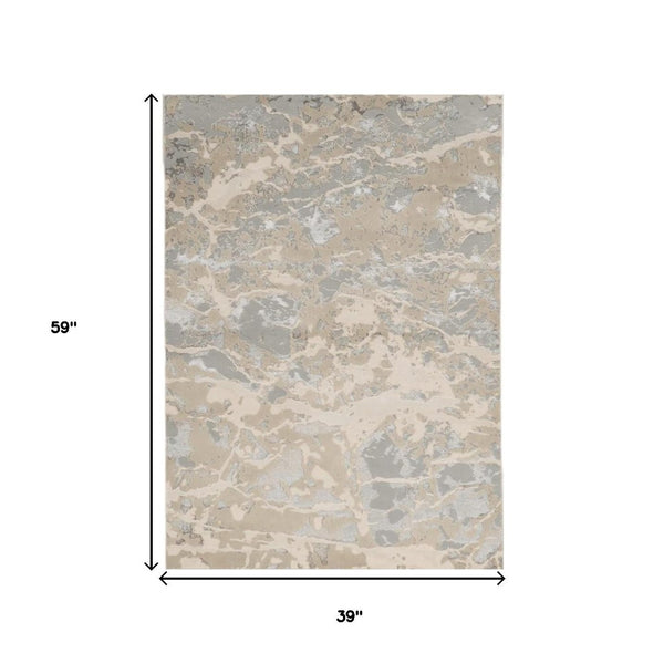 HomeRoots 9' Modern Abstract Area Rug in Sand Gray and Beige – Stylish Comfort for High-Traffic Spaces 3' X 5' 353743