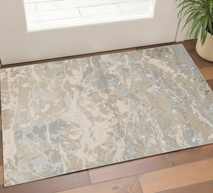 HomeRoots 9' Modern Abstract Area Rug in Sand Gray and Beige – Stylish Comfort for High-Traffic Spaces 3' X 5' 353743