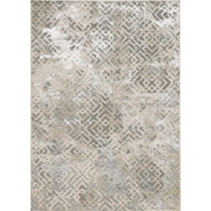 HomeRoots 7' Contemporary Sand and Light Blue Geometric Area Rug for Modern Living Spaces and Durability 3' X 5' 353744