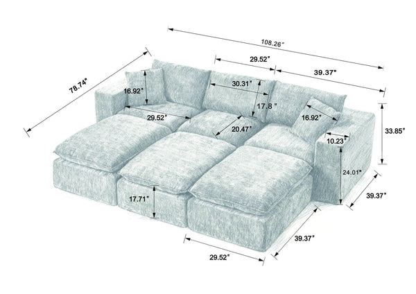 English Elm Modern Chenille Cloud Sofa - Stylish & Comfortable Modular Seating For Homes, Offices & Apartments W3396S00048