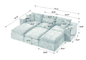 English Elm Modern Chenille Cloud Sectional Modular Sofa Sculptural Puffy Cushions for Living Rooms W3396S00048