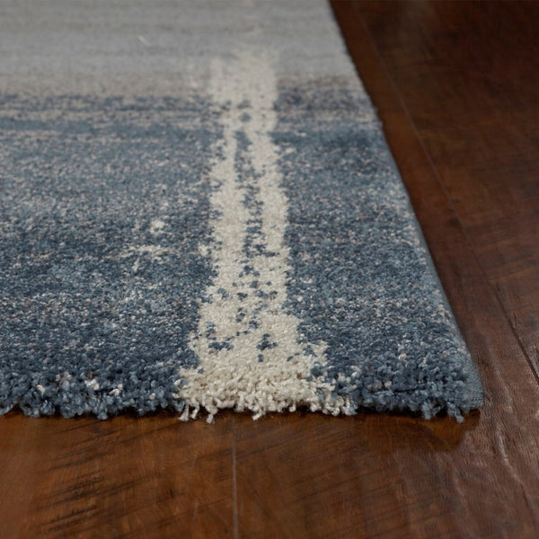 HomeRoots 5' Modern Blue and Gray Abstract Area Rug - Stylish, Stain-Resistant, Durable Design for Any Room 3' X 5' 353760