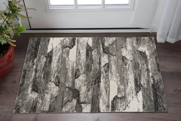 HomeRoots 5' Gray Abstract Area Rug - Modern Design, Stain-Resistant, Easy-Care, Ideal for Any Room Decor 3' X 5' 353765
