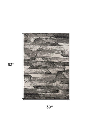 HomeRoots 5' Gray Abstract Area Rug - Modern Design, Stain-Resistant, Easy-Care, Ideal for Any Room Decor 3' X 5' 353765