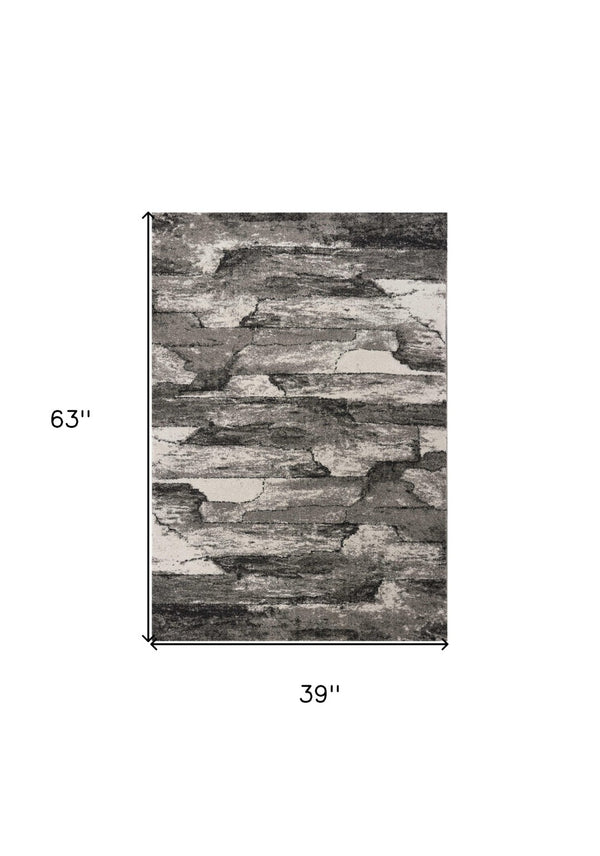 HomeRoots 5' Gray Abstract Area Rug - Modern Design, Stain-Resistant, Easy-Care, Ideal for Any Room Decor 3' X 5' 353765